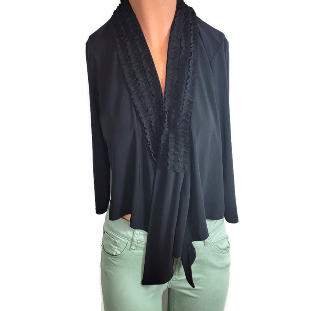 Nic&Dom Open Front 3 Quarter Sleeve Butterfly Shrug With Ruffle Detail